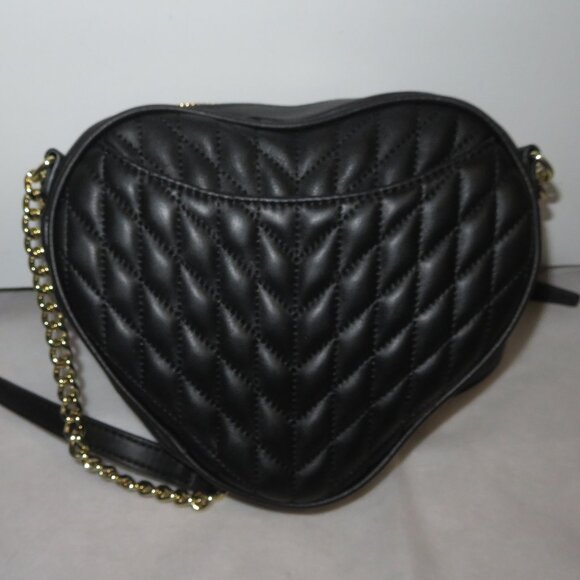 Karl Lagerfeld Paris Quilted Heart Kosette Leather Crossbody Bag Black - Picture 7 of 17